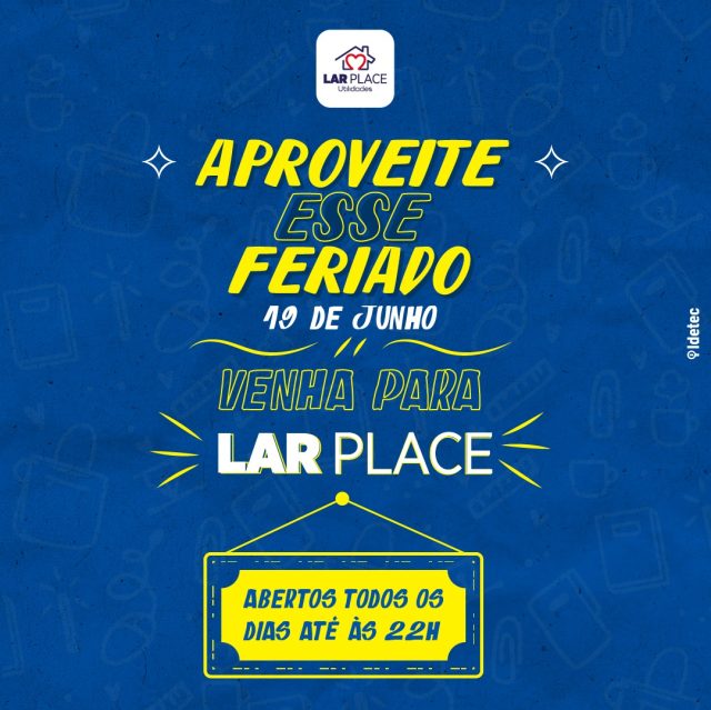 📣 ATENÇÃO,MARÍLIA! 📣
Feriado no dia 19 de Junho? 😎
 A gente vai estar por aqui… de portas abertas e com muitas ofertas pra você aproveitar! 🎉🛍
Se está precisando daquele presente, renovar a casa ou só dar uma volta e conferir as novidades…
 👉 A Lar Place vai funcionar normalmente!
Aproveite o dia de folga e venha nos visitar!
 📍 Esperamos por você com muita variedade e preços especiais! 😉
📍 R. Paraná, 101 - Marília, SP, 17509-080
#FeriadoAberto #VemPraLarPlace #DiaDeComprar #Marília #LarPlaceSempreAberta #OfertasDoFeriado #Dia19DeJunho