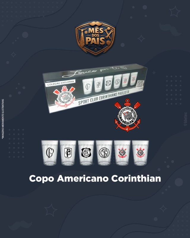 🖤🤍 Ser Corinthians é muito mais que torcer… é fazer parte de uma família de milhões!
 E agora você pode levar essa paixão para cada momento do seu dia com o Kit com 6 Copos Americanos de 190ml com luva personalizada do Timão.
Perfeito para o churrasco de domingo, para aquela resenha pré-jogo ou para comemorar depois do apito final, este conjunto é resistente, estiloso e carrega com orgulho o símbolo que move gerações.
Seja no gol da vitória ou na superação das derrotas, o copo do Corinthians está ali, testemunhando cada emoção. E quem é corinthiano sabe: a gente não escolhe o Timão… é ele que escolhe a gente!
📍 Rua São Luiz, 1077 – Centro, Marília - SP
 #Corinthians #Timão #VaiCorinthians #LarPlaceMarília #OrgulhoCorinthiano #PaixãoPeloFutebol