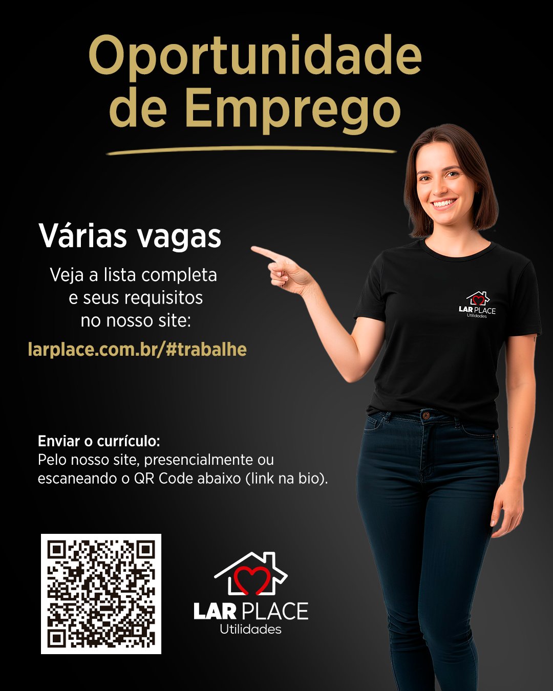 O time da LAR PLACE está crescendo e a sua próxima grande oportunidade profissional pode estar aqui! 🚀

Estamos com várias vagas abertas para diferentes setores. Se você busca um ambiente dinâmico, colaborativo e cheio de desafios que te ajudam a evoluir, o seu lugar é na LAR PLACE.

🔗 Como se candidatar?
É super simples: escaneie o QR Code da imagem, acesse o link direto na nossa bio ou vá direto em: larplace.com.br/#trabalhe

Não perca tempo. Venha fazer parte dessa história!
Marque aqui nos comentários aquele amigo que está procurando uma oportunidade de emprego. 👇

#LarPlace #VagasDeEmprego #Oportunidade #TrabalheConosco #Carreira #Emprego #Bauru